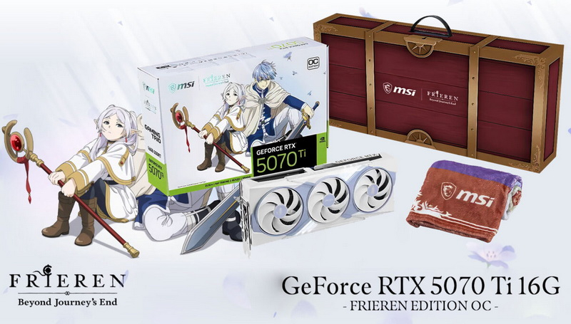 قدمت شركة MSI بطاقة GeForce RTX 5070 Ti مع وسادة، بالإضافة إلى نماذج أخرى من سلسلة Frieren: Beyond Journey's End المستوحاة من الأنمي الشهير.