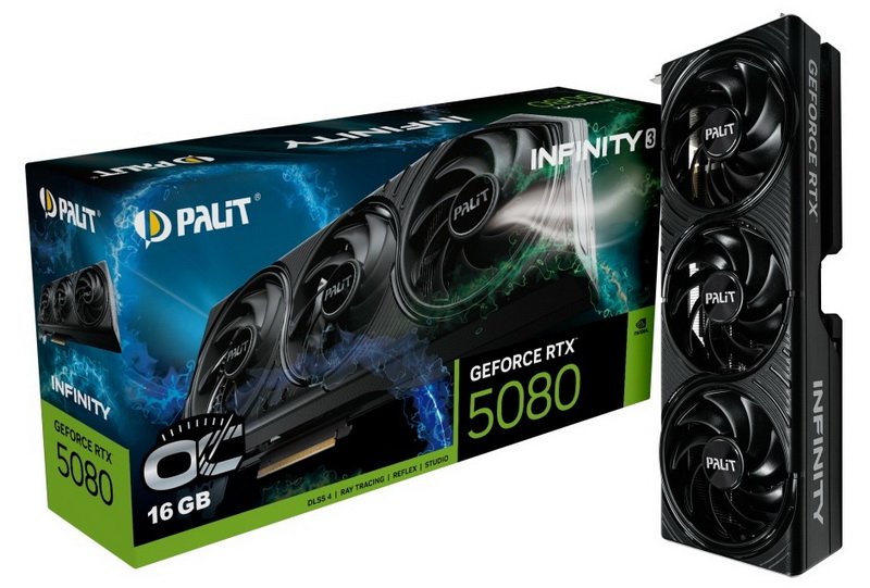 قدمت شركة Palit بطاقة GeForce RTX 5080 Infinity 3 بدون إضاءة خلفية RGB، سواء في إصدار التعديل أو بدونه.