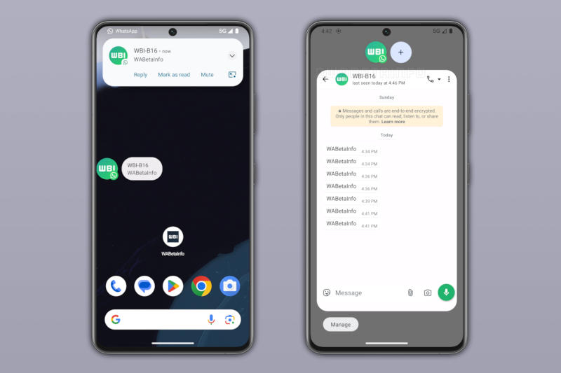 سوف يبدأ WhatsApp على Android في دعم «الفقاعات» – صيغة نادرة من إشعارات النظام