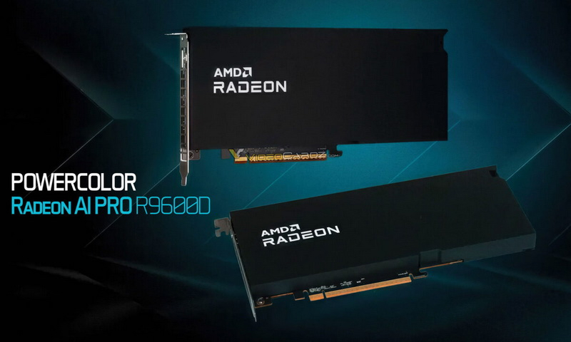 قدمت PowerColor بطاقة فيديو احترافية مدمجة Radeon AI PRO R9600D مع نظام طاقة 12 فولت × 2×6.