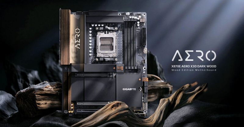 قامت شركة جيجابايت بتقديم بطاقة X870E Aero X3D Dark Wood بتصميم يذكّر بالخشب الداكن