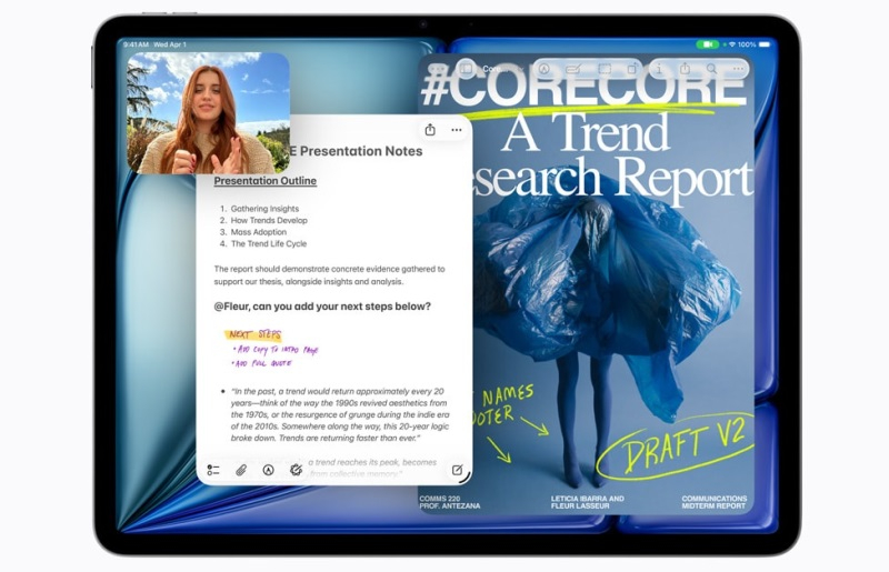 أصدرت شركة أبل نسخة مُحسّنة من جهاز iPad Air بمعالج M4، وذاكرة وصول عشوائي سعة 12 جيجابايت وسعر ابتدائي قدره 599 دولارًا أمريكيًا