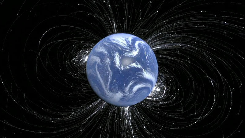 تم إثبات أن غير التجانس في المجال المغناطيسي الأرضي يُسببه هياكل سرية في المانتيا.