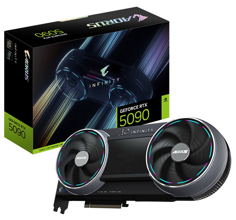 بدأت شركة Gigabyte بيع بطاقة Aorus GeForce RTX 5090 Infinity، التي تتميز بتصميم غير تقليدي ومروحة مخفية داخلها