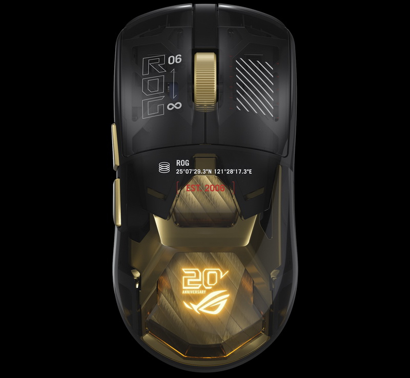 أصدرت شركة Asus فأرة ألعاب ROG Harpe II Extreme Edition 20 – هيكل شفاف، مع طبقة ذهبيّة وسعر 260 دولارًا.