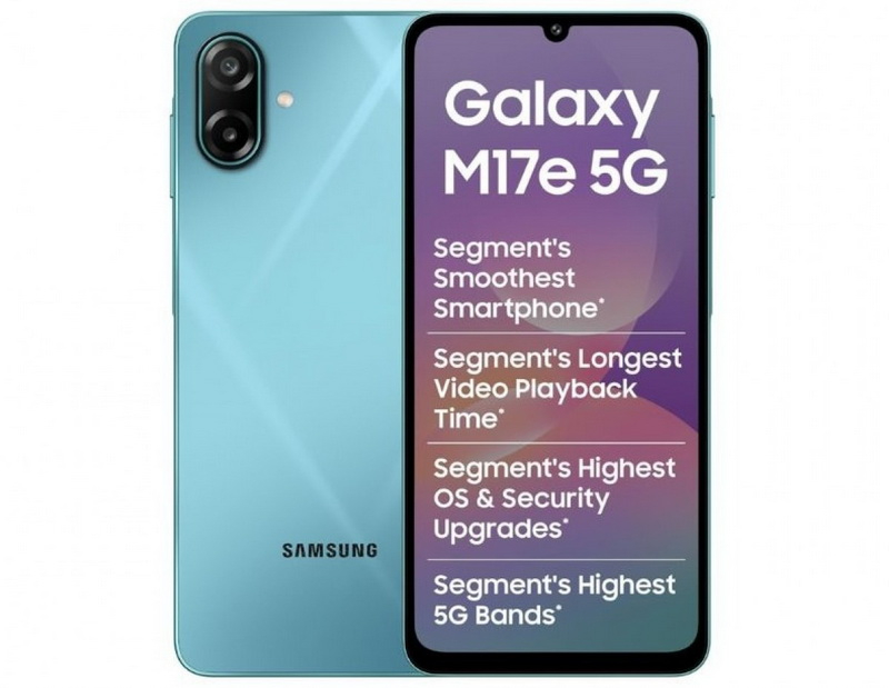 سنتج سامسونج هاتفًا اقتصاديًا Galaxy M17e: 140 دولارًا، مع معالج Dimensity 6300، كاميرا بدقة 50 ميجابكسل وبطارية سعة 6000 مللي أمبير·ساعة.